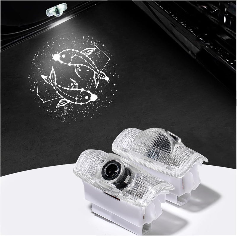 nefane Never Fade HD Car Door Lights Zodiac Logo，2 Pcs Ghost Shadow Puddle LED Lamp Upgraded Welcome Courtesy Projector Compatible with Toyota All Models/Lexus All Models/Infiniti Most Models (Pisces) - Image 1